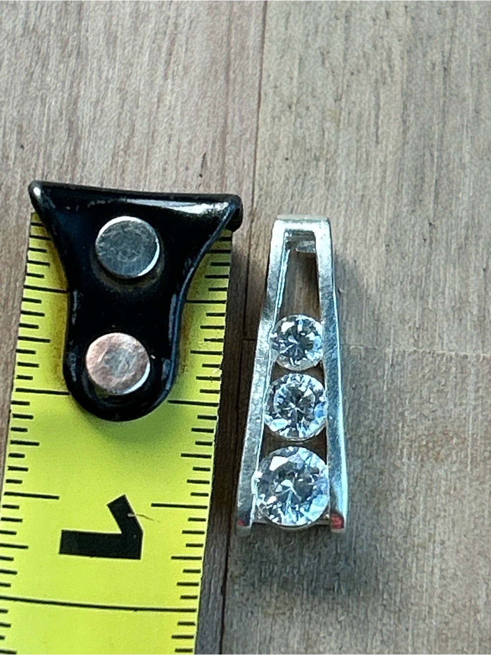 Vintage 925 Sterling Silver 3 Stone Pendant Clear Untested Stones Minimalist
